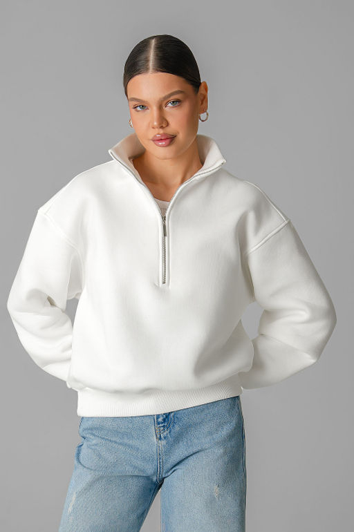 Арт. 1903 Свитшот женский с начесом полузамок 42-50 (5 шт) Цвет:молочный - Калинка фото 10