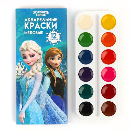 Акварель медовая Холодное сердце, 12 цветов, в картонной коробке, без кисти
