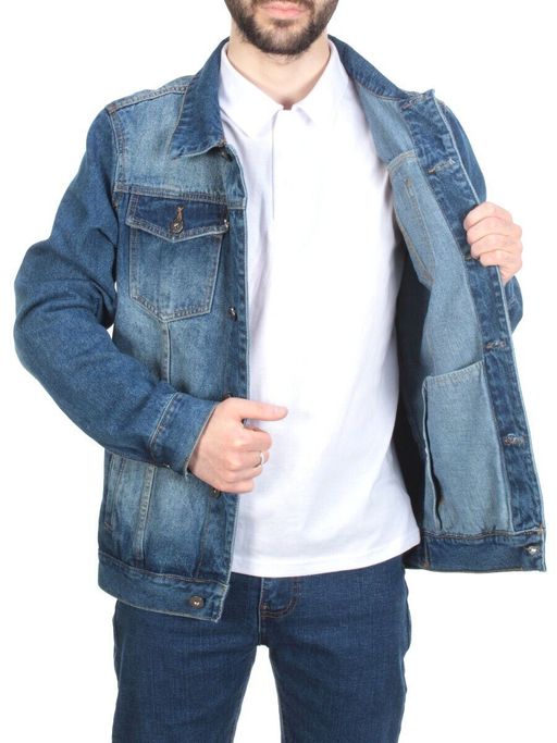 5922 BLUE Куртка джинсовая мужская VH JEANS (80% хлопок, 15% полиамид, 5% спандекс) - Fashion фото 8