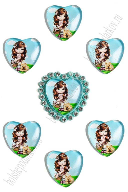 Кабошоны-фишки "Сердечко" 25 мм (10 шт) SF-3840, №20