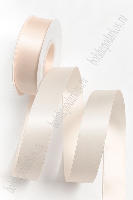 Лента атласная двусторонняя 2,5 см*25 ярд (SF-7276) бежевый №0004