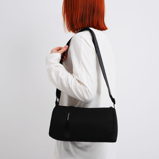 Сумка молодёжная на молнии, 29×11×15 см, чёрная