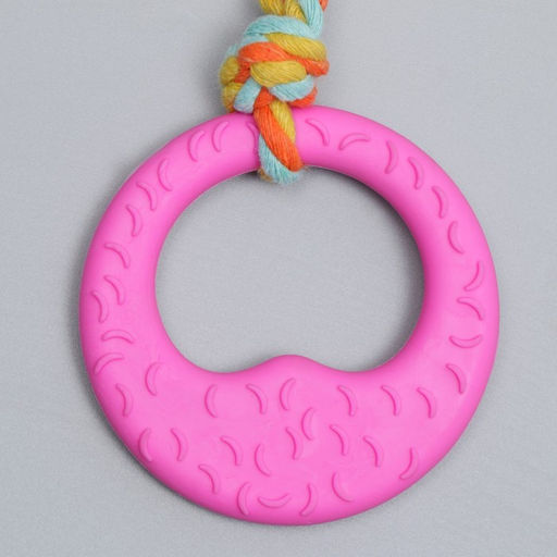 Игрушка жевательная с канатом Гиря, розовая - Пижон фото 4