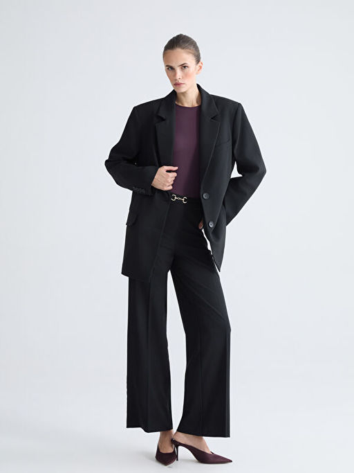 Krep Kad?n Blazer Ceket