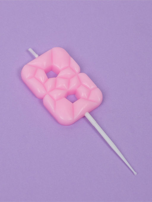 Цена за 3 шт. Свеча для торта «Цифра 8», светло-розовая