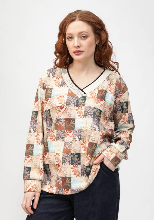 Джемпер с этническим рисунком мультиколор