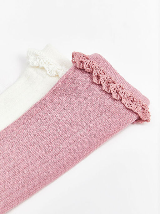 Dantel Detayl? K?z ?ocuk Diz Alt? ?orap 2li - Waikiki фото 3