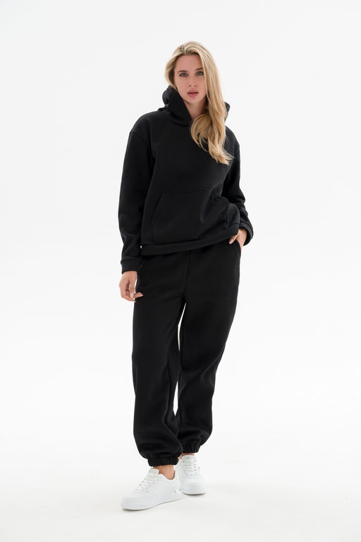 Костюм женский из футера 3х нит.начес Вектор черный - Амадэль фото 2