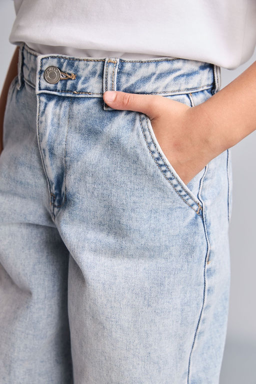 %100 Pamuk Baggy Fit Jean Pantolon K_z _ocuk - Defacto фото 4