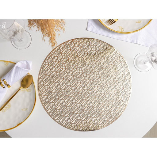 Набор салфеток сервировочных на стол Доляна «Соты», 4 шт, d=38 см, цвет золотой