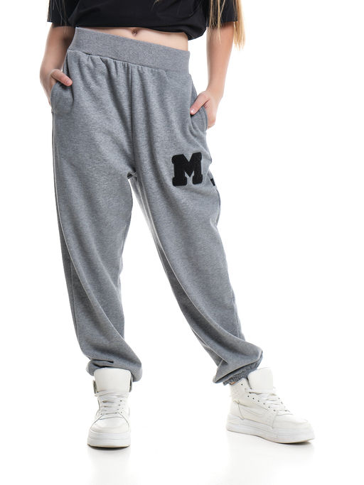 Брюки спортивные с эмблемой 22-7611 светло-серый меланж - Mini maxi фото 14