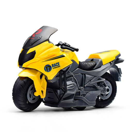 Мотоцикл "Спортивный" 1:20 (свет, звук) в коробке (цвет желтый)