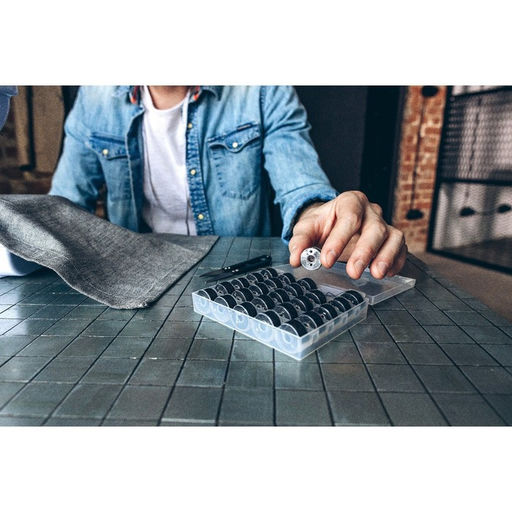 Набор шпулек с нитками, в органайзере, d=20 мм, 25 шт., чёрный