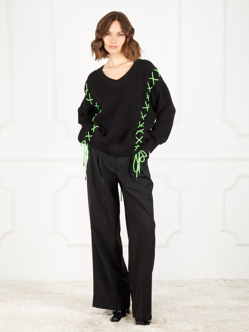 Джемпер женский ZZ-07006 black/lime - Eleganzza фото 3