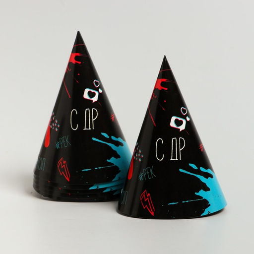 Набор бумажной посуды Туса ок, 6 тарелок, 6 стаканов, 6 колпаков, 1 гирлянда - Страна карнавалия фото 6