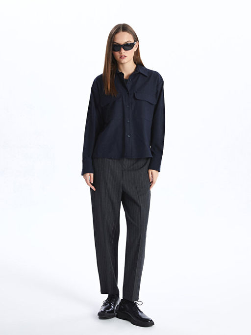 Beli Lastikli Rahat Kal?p ?izgili Kad?n Pantolon