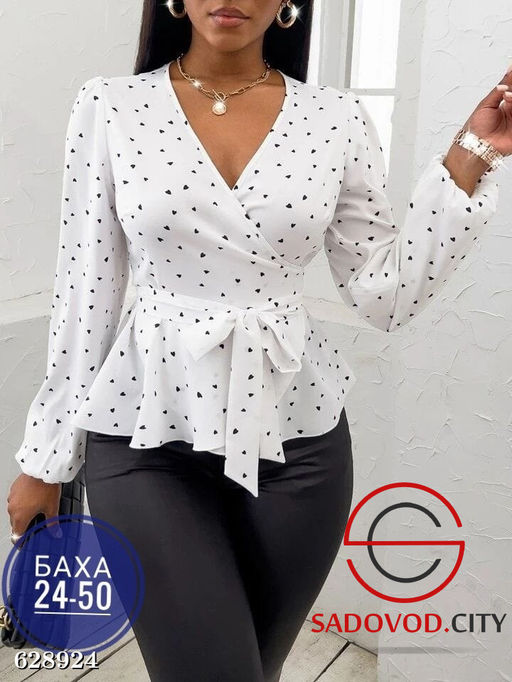 Женская блузка на запах в горох - Fiona фото 4