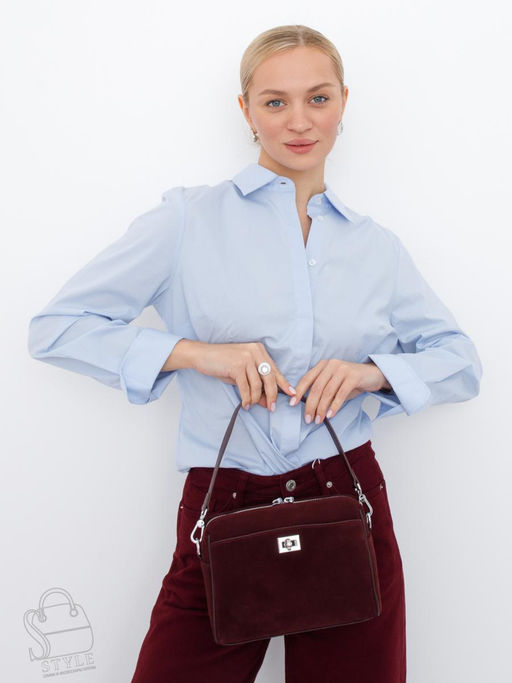 Сумка женская кожаная 6169Q wine red Polina&Eiterou