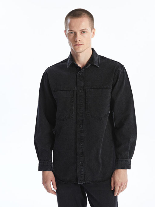 Regular Fit Uzun Kollu Erkek Jean G?mlek