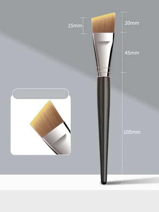 Kristaller Кисть макияжная для нанесения тона плоская скошенная, нейлон, черный, 17 см