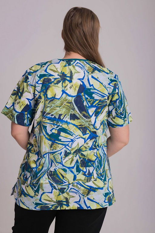 Футболка М30081Всв салатовый/василек - Елена фото 2