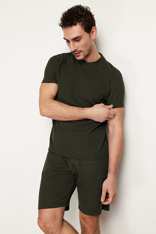 Haki Regular Fit Waffle _rme _ortlu Pijama Tak_m_ TMNSS23PT00032 - Trendyolmilla фото 2