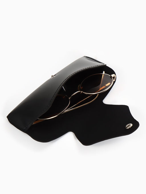 Футляр для очков , 16*3*6,3 см, кнопка, черный