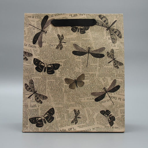 Пакет крафтовый вертикальный Бабочки, 23 х 27 х 11,5 см - Дарите счастье фото 2