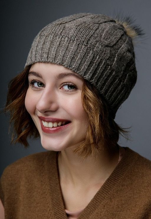 Шапка из 100% монгольской шерсти с помпоном (арт. 05103) - Монголка фото 5