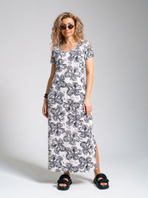 643 Платье "Цветы/молочный"