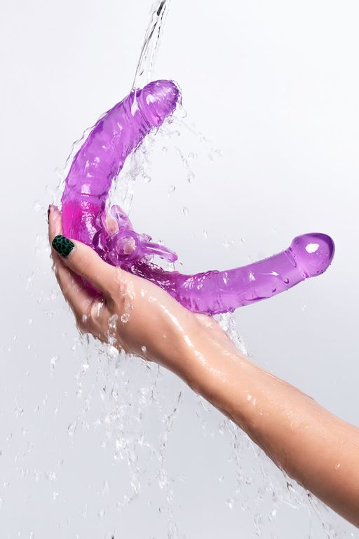 Фаллоимитатор двусторонний с вибропулей TOYFA Double Dildo with Vibro Bullet, TPR, фиолетовый, 35 см фото 8