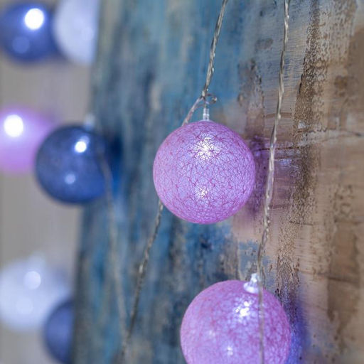 Гирлянда Нить 5 м с насадками Клубки серо-розовые, IP20, прозрачная нить, 20 LED, свечение белое, 220 В - Luazon lighting фото 3