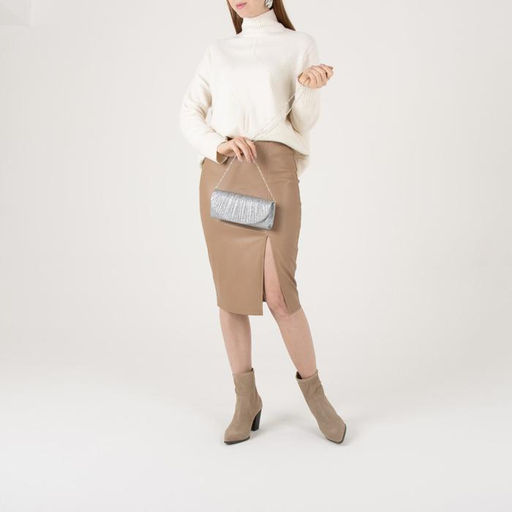 Сумка женская на магните, серебристая