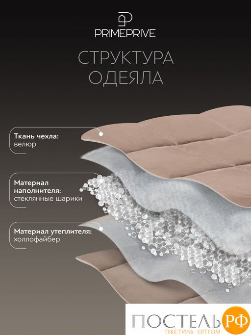 PRIME PRIVE МИНКИ беж Одеяло мини утяжеленное 40х90, 1пр., велюр/плстр/стекл.гранулы; 3 кг фото 4