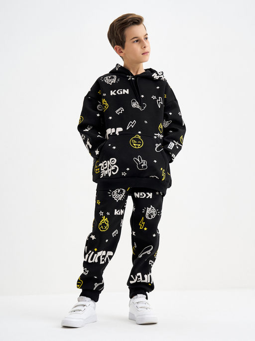 Черные брюки для мальчика с принтом - Kogankids фото 7