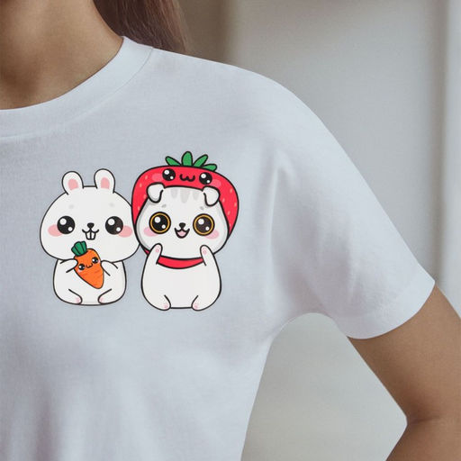 Термонаклейка для текстиля «Кролики», 8.97 × 7,07 см