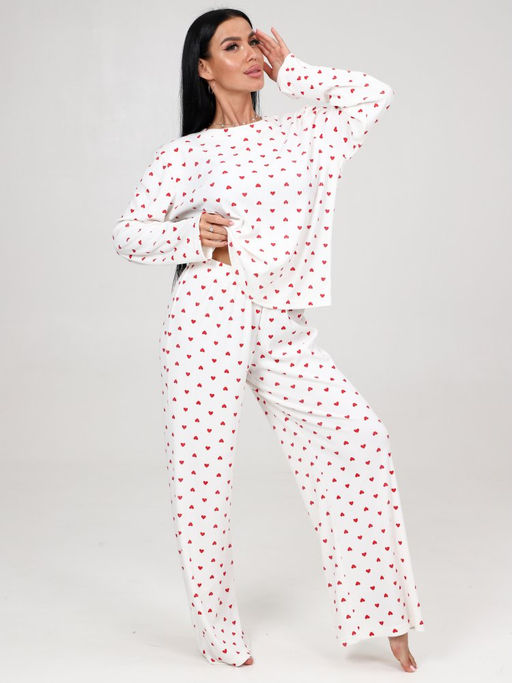 444 ПИЖАМА БРЮКИ (Сердечки (молочный)) - А-дина фото 3