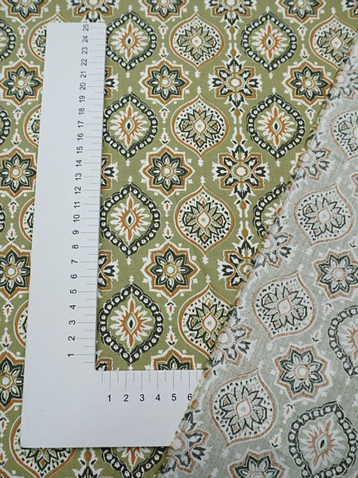 Импорт. хлопок Восточные арабески цв.св.зеленый хаки, ш.1.45м, хлопок-100%, 100гр/м.кв - Купава фото 4