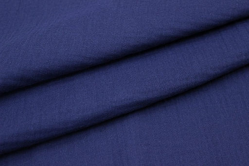 Муслин двухслойный с эффектом жатости цв.Т.джинсово-синий, ш.1.4м, хлопок-100%, 110гр/м.кв - Купава фото 2