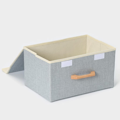 Короб стеллажный для хранения с крышкой LaDо́m «Франческа», 33×24×18 см, серо-голубой