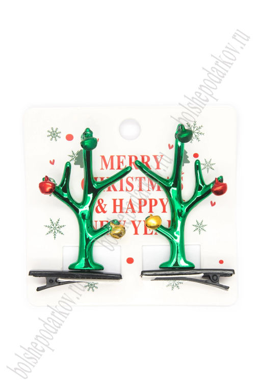 Новогодние заколки Рожки (1 пара) SF-7562, зеленый №10