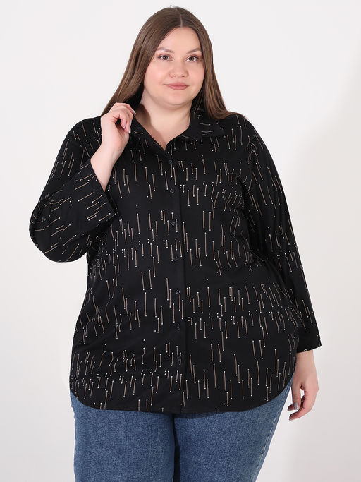 Черная рубашка женская больших размеров