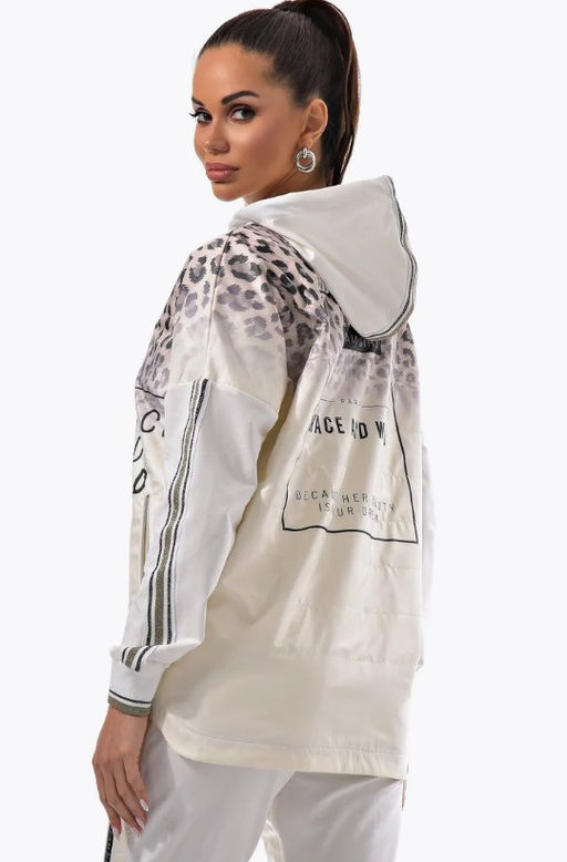 Толстовка из футера комбинированного с принтованной плащевой тканью - А+б коллекция фото 34