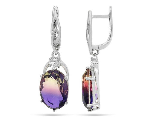Серьги из серебра аметрин выращ., МЦВ93