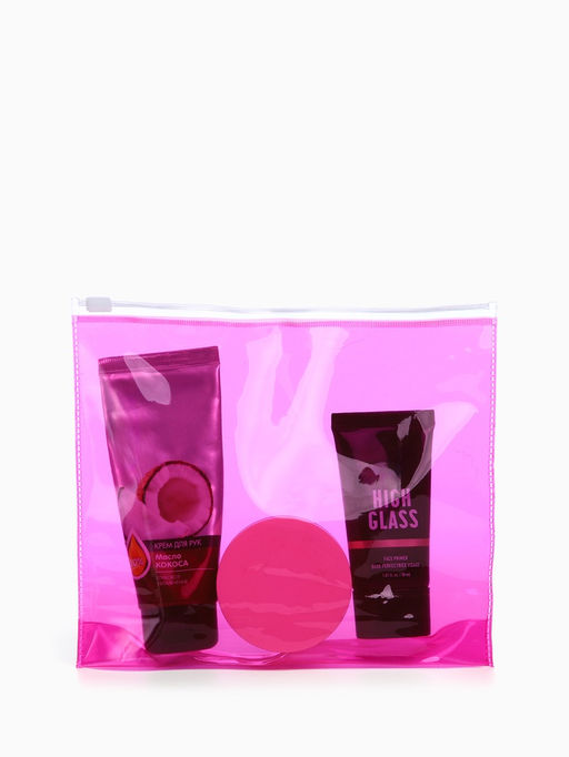 Косметичка для бассейна с застёжка зип-лок, прозрачная/малиновая