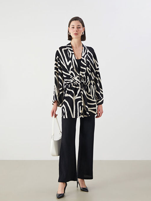 ?al Yaka Desenli Kad?n Kimono