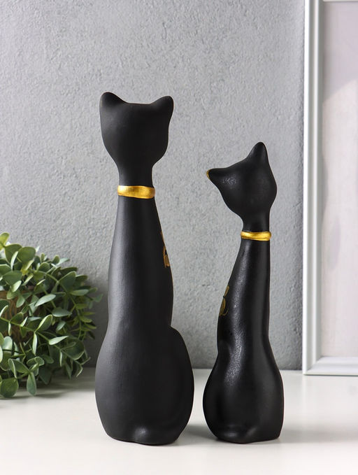 Фигура "Love коты" набор 2 шт, со стразами, 26см, чёрный
