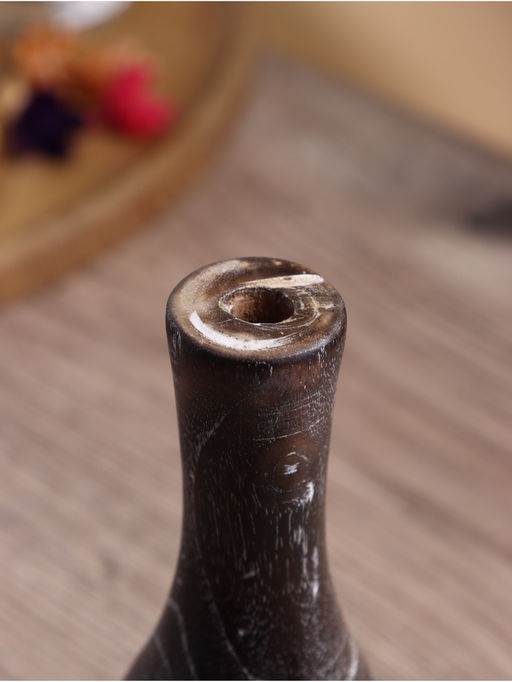 Ваза для сухоцветов «Лирейн», 8×8×19 см, дерево джати, тёмно-коричневая