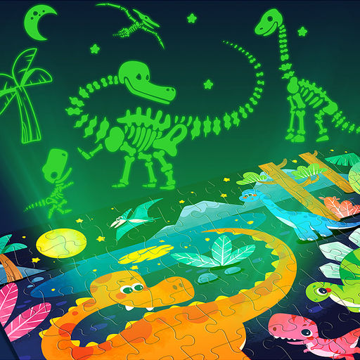 Пазл "Динозавры" светится в темноте (96 дет.)