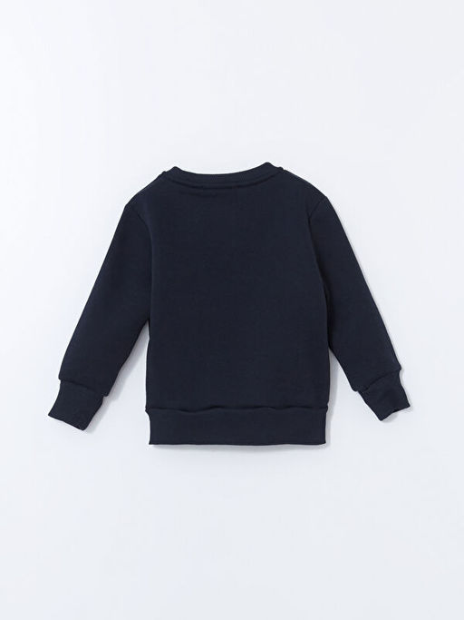 Bisiklet Yaka Bask?l? Erkek ?ocuk Sweatshirt